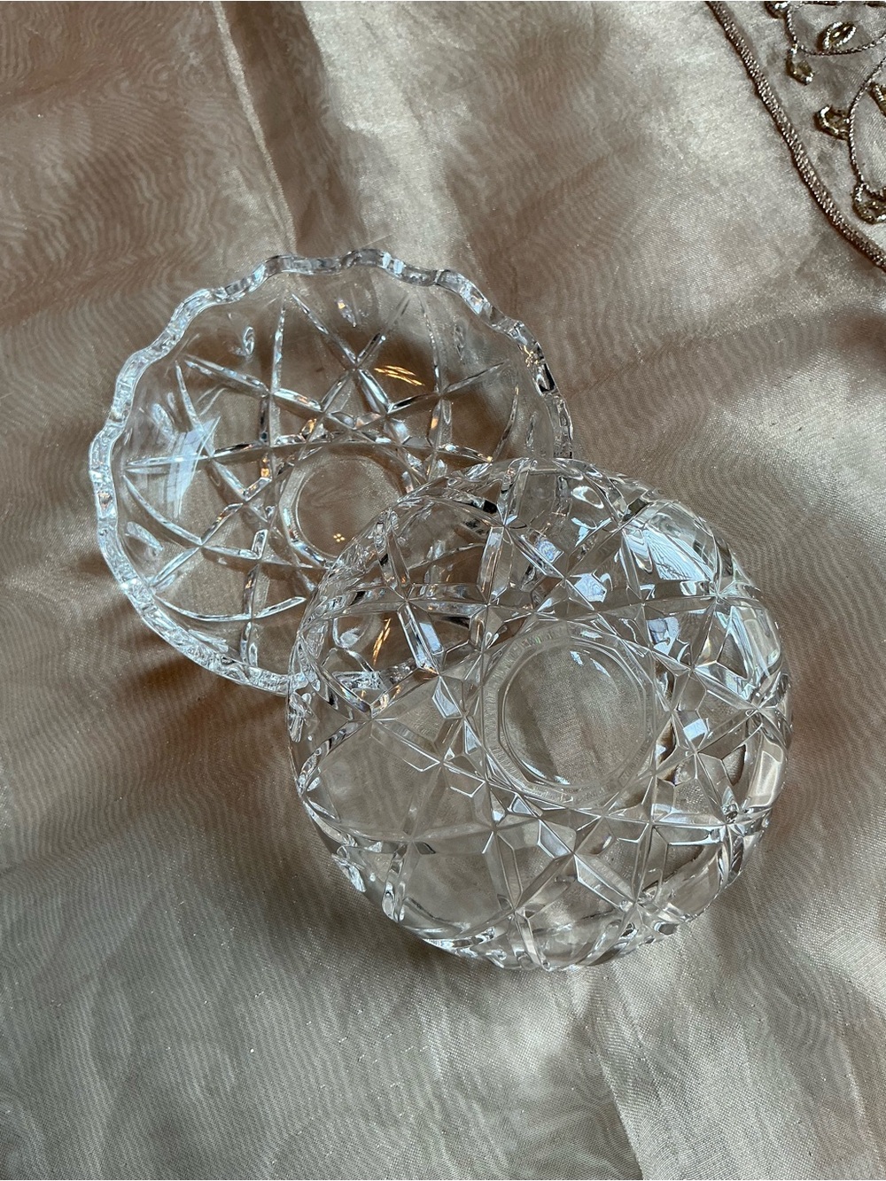 Clear Cut Glass Decorative two piece Bowl - Home Accents